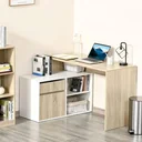 Eckschreibtisch Computertisch Bürotisch Winkelschreibtisch Regal L-Form Spanplatte Weiß+Eiche 120 x 92 x 75,5 cm