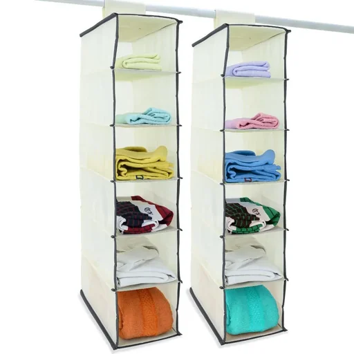 "2x Garderobenbügel mit 6 Fächern in beige/anthrazit image"