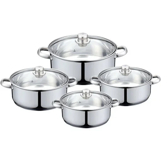 "Herenthal 8-teiliges Kochgeschirr-Set mit Deckel - Silber image"