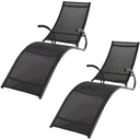 Pro Gartenliege -2STUKS - klappbar - Garten / Pool / Terrasse - Aluminium - 174x59x85 cm - Schwarz