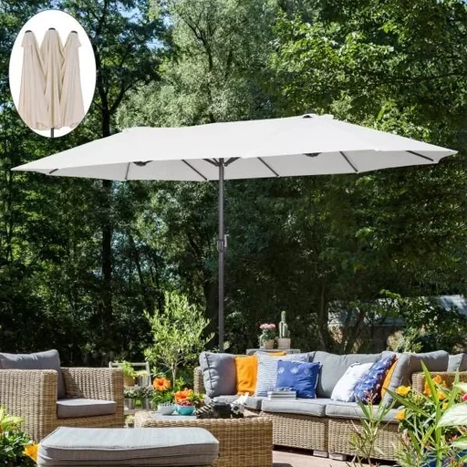 "Sonnenschirm Gartenschirm Marktschirm Doppelsonnenschirm Terrassenschirm mit Handkurbel Oval image"