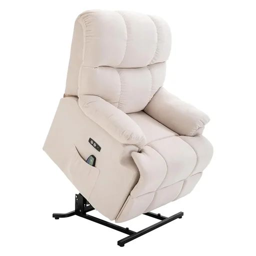 "Massagesessel Aufstehhilfe elektrischer Relaxsessel mit Wärmefunktion verstellbarer Winkel USB Fernbedienung Kurzplüsch image"