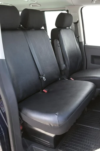 "Passform Sitzbezüge für VW T5 Doppelbank hinten aus Kunstleder passend ab BJ 04/2003 bis 06/2015 image"