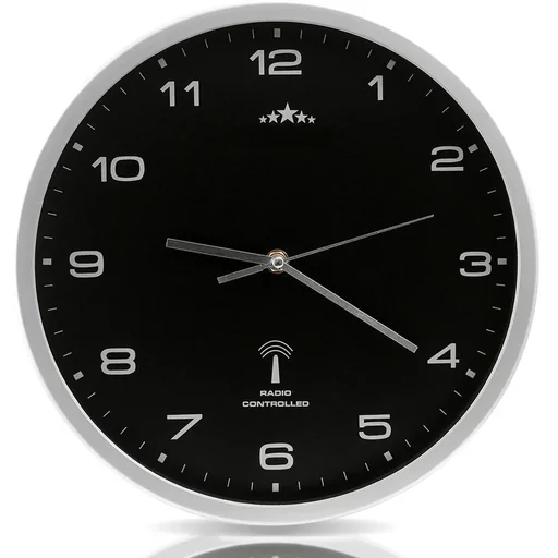 "Wanduhr Radio Ø 31cm - schwarz/silber image"