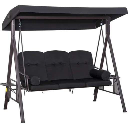 "3-Sitzer Hollywoodschaukel mit Sonnenschirm Schwarz 116 x 206 x 183 cm image"