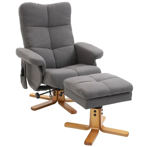 "Massagesessel mit Fußhocker Relaxsessel Fernsehsessel TV Sessel 145°-Neigung Polyester Dunkelgrau 80 x 86 x 99 cm image"