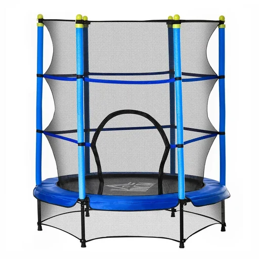 "Trampolin für Kinder Ø140 cm Fitness-Trampolin mit Sicherheitsnetz Randabdeckung Gummiseil gepolstert Indoor Outdoor Spr image"
