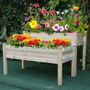 Hochbeet 2 Stufen Frühbeet Kräuterbeet Pflanzkasten mit Abflusslöchern Massivholz Natur 115 x 114 x 76 cm