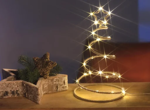 LED Spiral-Tannenbaum aus Hanfseil