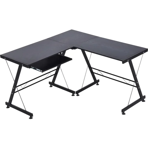 "Computertisch Schreibtisch Arbeitsstation flexibel MDF Stahl Schwarz 210 x 50 x 73,5 cm image"
