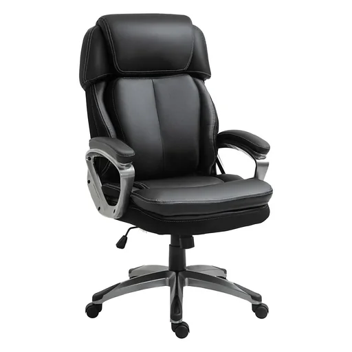"Bürostuhl Computerstuhl mit Wippenfunktion Kopfstütze ergonomischer Schreibtischstuhl drehbar höhenverstellbar Kunstlede image"