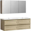 Reno Badezimmermöbel 120cm - 2 Schlaglöcher - Eiche