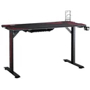 Gaming Tisch Schreibtisch mit Kopfhörerhaken Getränkehalterung Computertisch MDF Metall Schwarz+Rot 140 x 70 x 77 cm