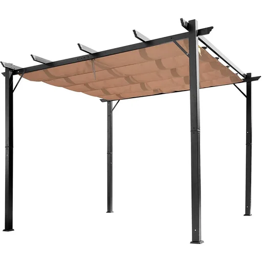 "Pergola Pavillon mit einstellbarem Stoffdach 3 x 4 m Terrassen-Vordach Aluminium Sonnenschutz Überdachung Terrasse Garte image"