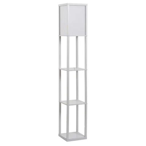 "Stehleuchte Stehlampe mit 3 Regalen Innenbeleuchtung E27 bis 40W für Wohn-/Schlafzimmer E1-MDF, Acryl Weiß 26 x 26 x 160 image"