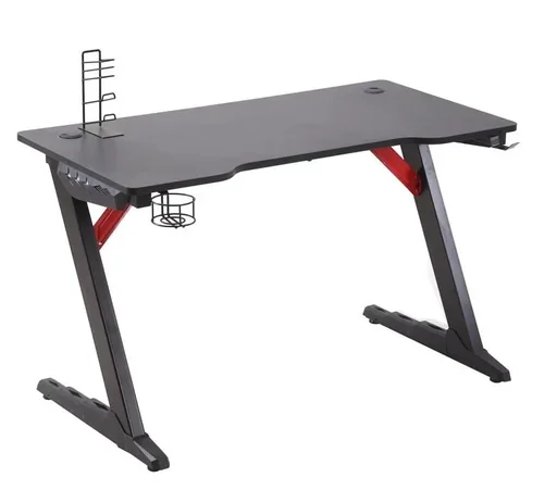 "Gaming-Tisch Spieltisch mit LED-Licht Schreibtisch mit Kopfhörerhaken Getränkehalterung Computertisch MDF Metall ABS Sc image"