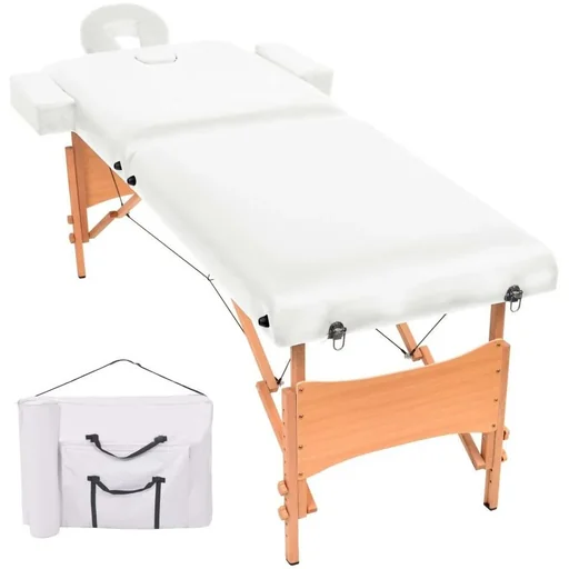 "Massageliege 10 cm dick 2 Zonen klappbar weiß image"