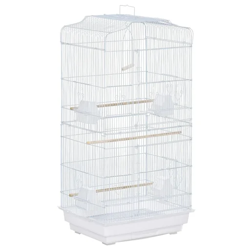 "Vogelkäfig Vogelhaus Vogelvoliere für Papagei Wellensittich Vogelbauer mit ausnehmbarer Bodenschale Weiß 47,5 x 36 x 91 image"