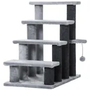 Haustiertreppe mit Kratzbaum Ball 4-stufige Katzentreppe Hundetreppe Tiertreppe Spanplatte Plüsch Jute Grau 60 x 40 x 64