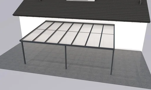 "Terrassendach Premium, anthrazit, 7120 x 5060 mm - Polycarbonat Stegplatten 16 mm, bronze image"