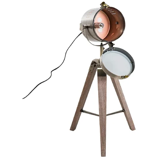 "Tischlampe Holz Tischleuchte Dreibein E14 Bronze image"