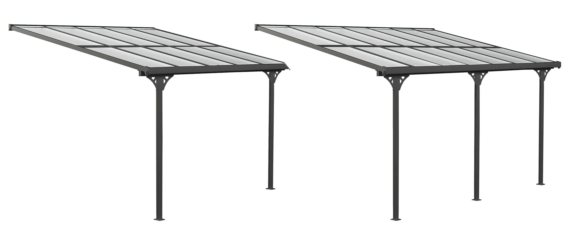 Westmann Terrassenüberdachung Bruce 435, 435×300×270 cm, Schwarz – Aluminium mit Polycarbonatdach