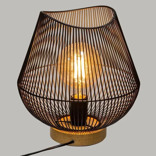 "NL Tischleuchte mit Holzfuß - 28 cm - Schwarz image"