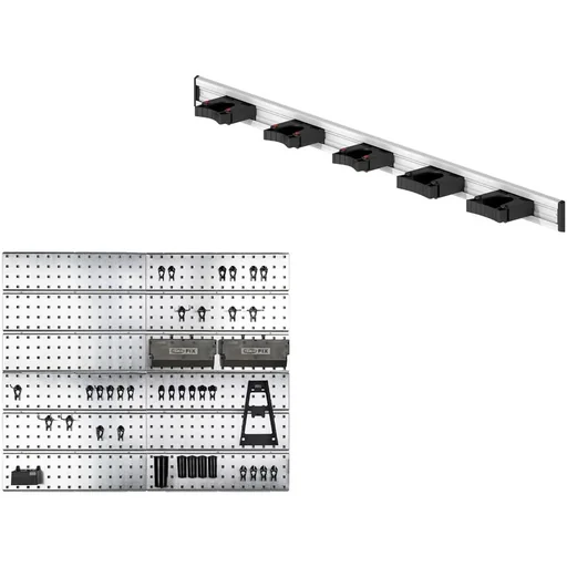 "Super Clip Set - Schrank mit Toolflex Aluminiumschiene mit 5 Werkzeughaltern image"