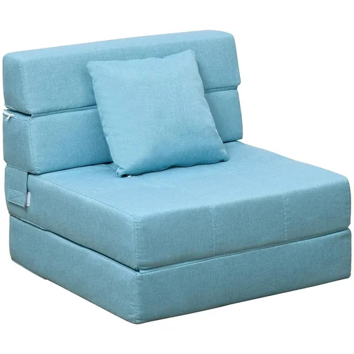"Schlafsessel Schlafsofa Sofabett Einzelsofa mit Waschbarem Kissen Blau 70cm x 70cm x 61cm image"