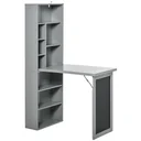 Schreibtisch klappbar mit 6 Fächer Bücherregal mit 3 Regale Computertisch Bürotisch E1 Spanplatte Metallrahmen Dunkelgra