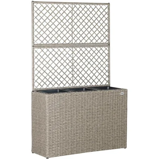 "Polyrattan-Pflanzgefäß mit Spalier Creme image"