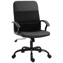 Ergonomischer Bürostuhl, Höhenverstellbarer Schreibtischstuhl, Drehstuhl, PVC + Netz Bezug, Schwarz, 60 x 64 x 99-107 cm