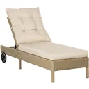 Gartenliege Rattanoptik Natur+Khaki 200 x 66 x 92 cm