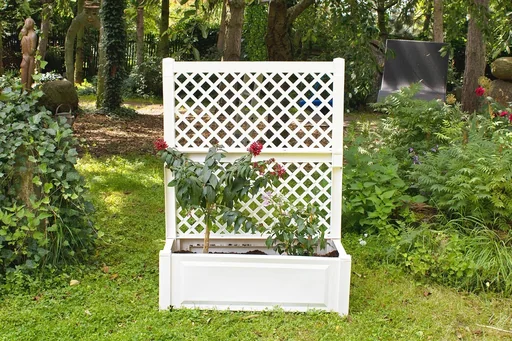 "Pflanzkasten 100 cm + Spalier, weiß image"