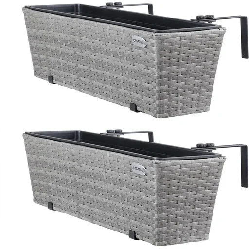 "Polyrattan-Pflanzgefäß - 2er-Set - grau image"