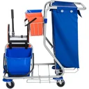 Putzwagen Reinigungswagen 4 Fahreimer mit Rollen Blau-Orange