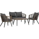 Polyrattan Gartenmöbel Set 4-teiliges Rattensofa-Set Sitzgruppe Sitzgarnitur für Pause Lounge Teetisch mit Sofa Kissen S