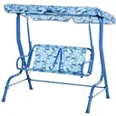 Kinder Hollywoodschaukel Kinderschaukel mit Sonnendach 2-Sitzer Gartenschaukel für 3-6 Jahre Metall Blau 110L x 70B x 11