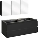 Concept Badezimmermöbel met Spiegelschrank 120cm - schwartz/schwartz