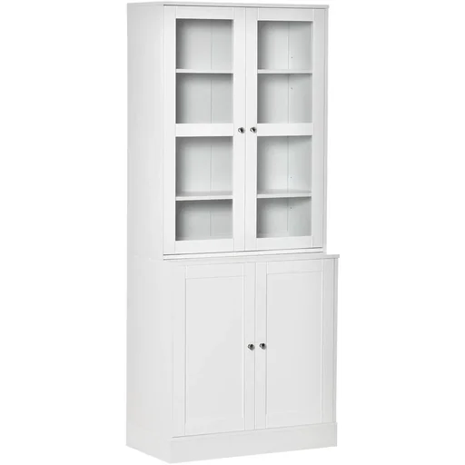 "Bücherschrank 178,5 cm Hochschrank Vitrinenschrank mit Glastür 6 Fächern Küchenschrank für Wohnzimmer Büro Arbeitszimmer image"